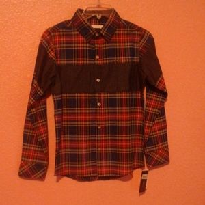 Colorblock buttom down long sleeve shirt